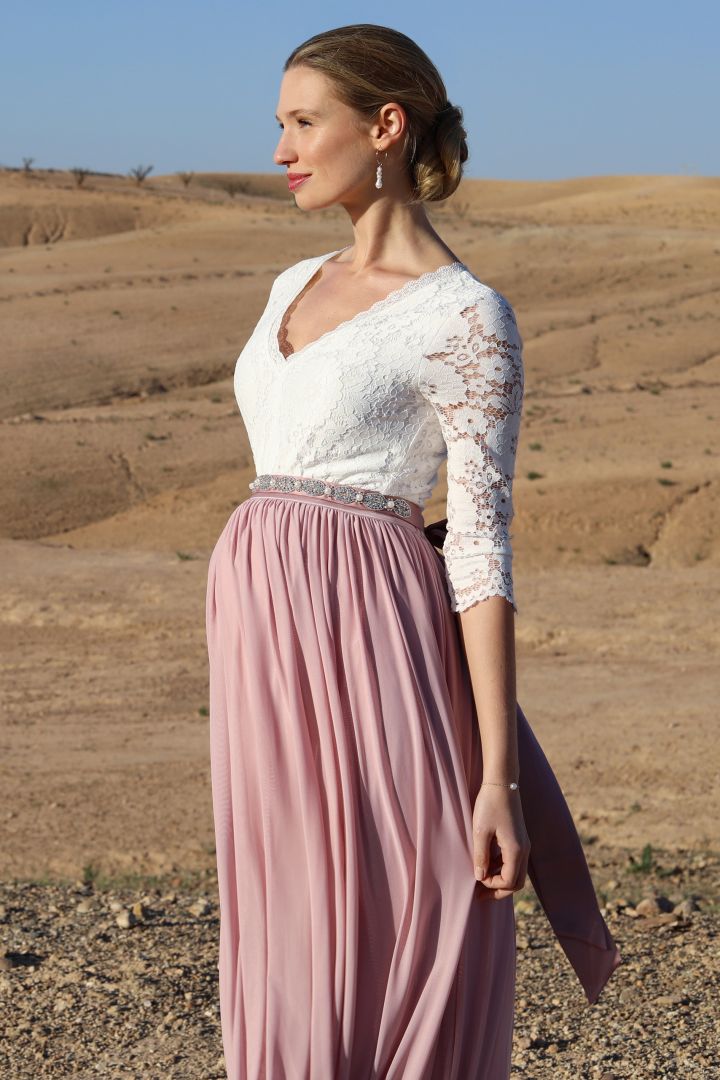 Maxi Umstandsbrautrock aus Tüll rose