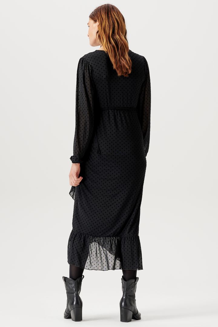 Midi Umstands-und Stillkleid in Wickeloptik schwarz