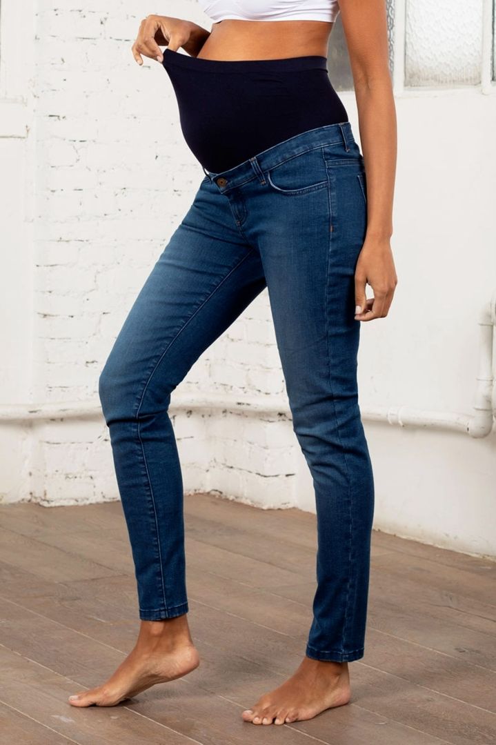 Umstandsjeans mit abnehmbarem Seamless Bauchband dark wash
