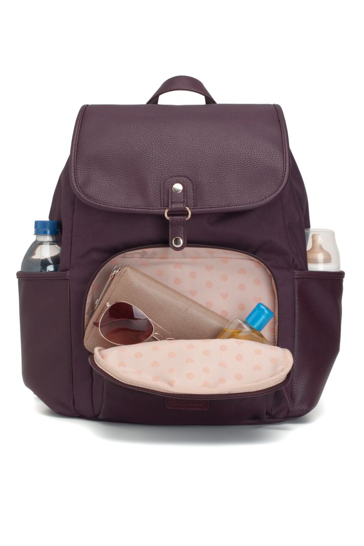 Wickelrucksack aus veganem Kunstleder bordeaux