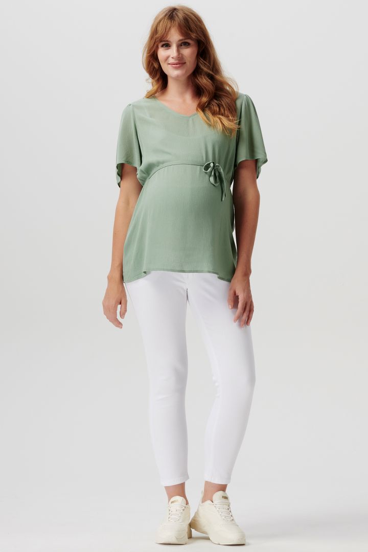 Cropped Umstandsjeans weiß