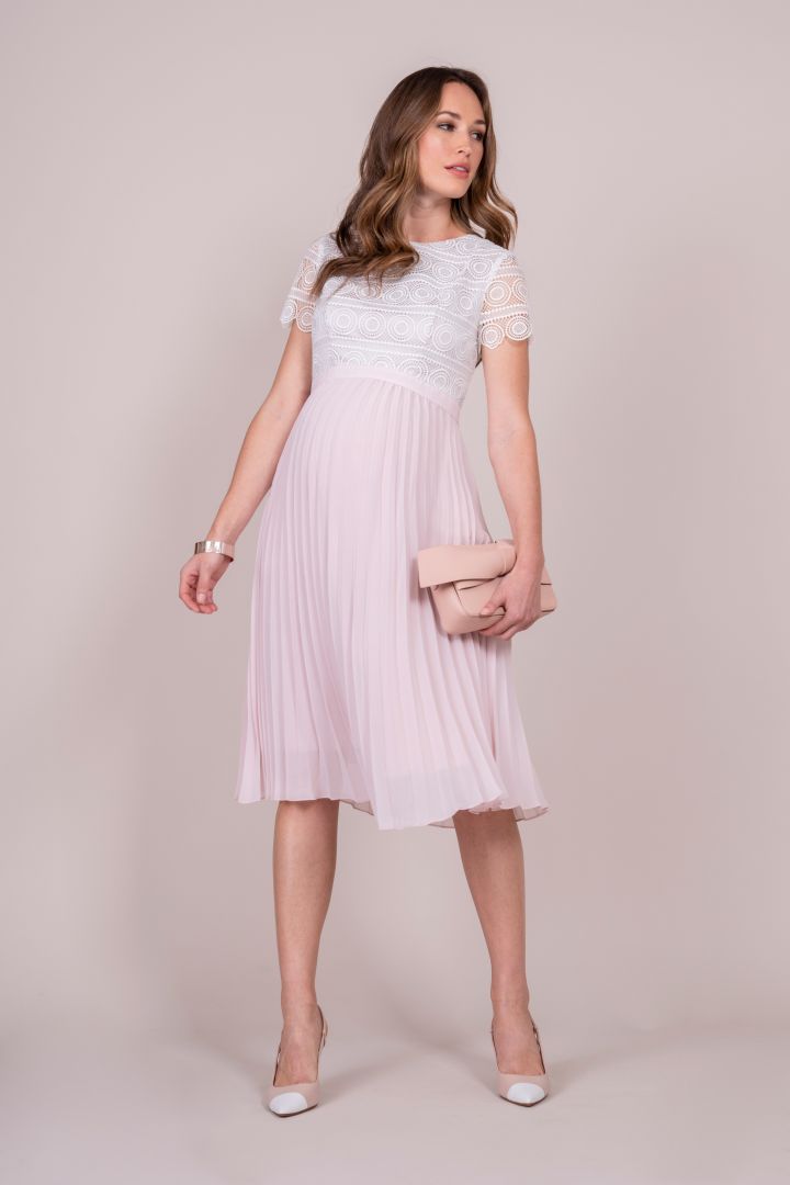 Umstandskleid mit Spitzenoberteil und Plisseerock