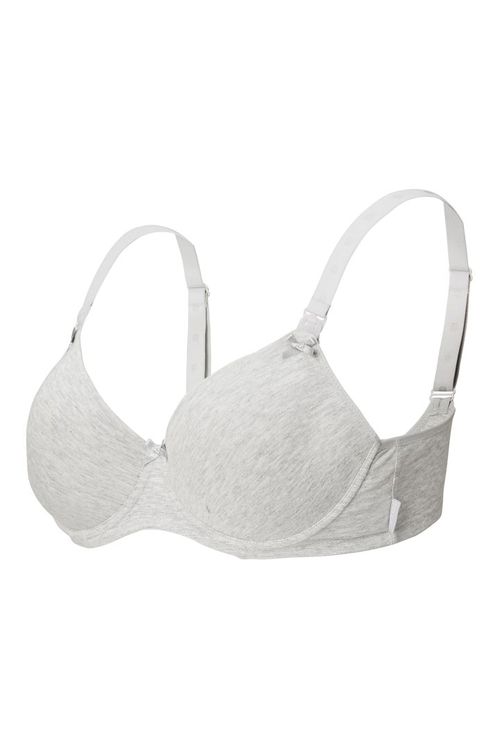 Cotton Nursing Bra with Form Cups and Bow grey
