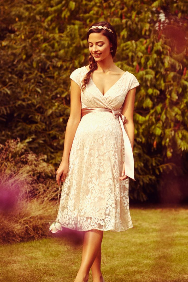 A-Line Umstands-Spitzenkleid