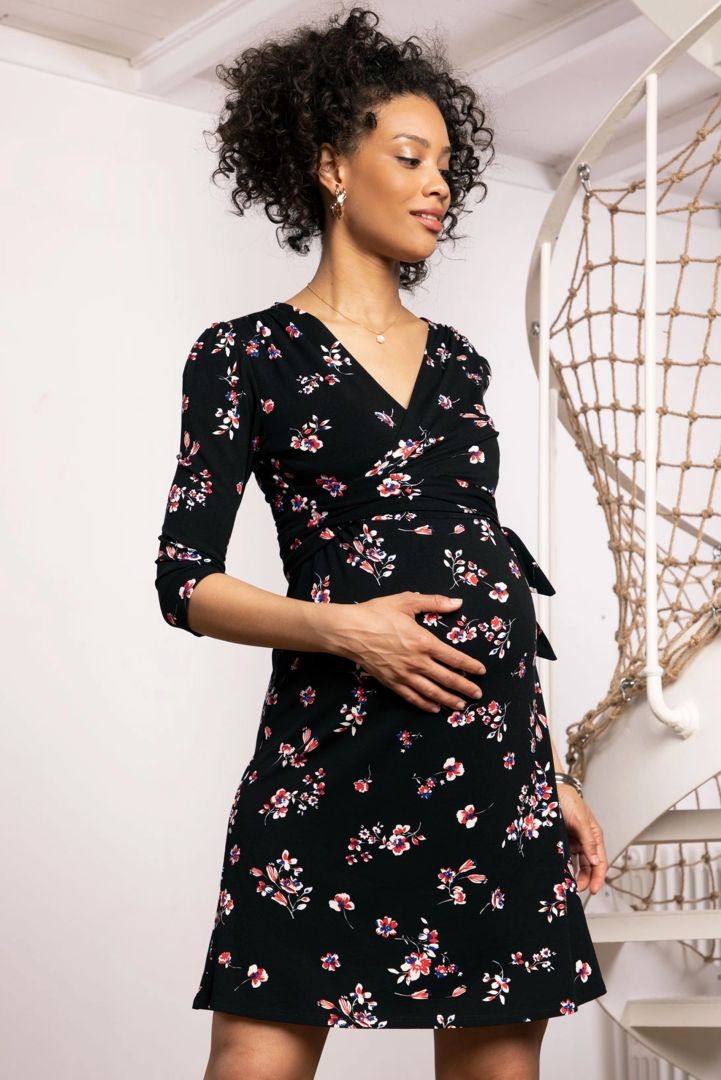 Maternity and Nursing Dress with Floral Print
