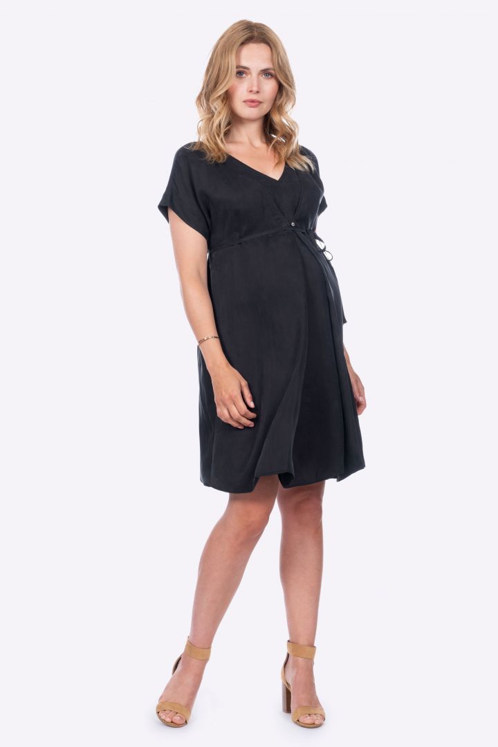 Maternity and Nursing Dress with Button Detail