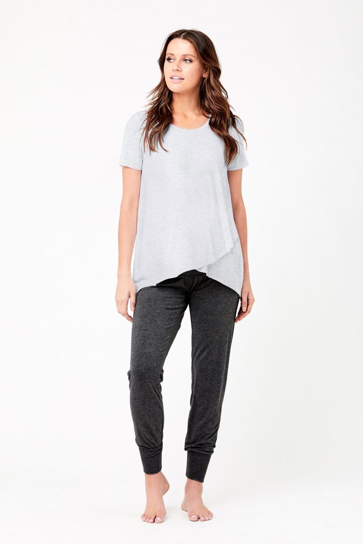 Raw Edge Umstands- und Stillshirt grau meliert