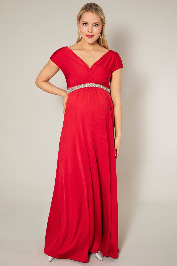 Festive maternity and nursing dress red