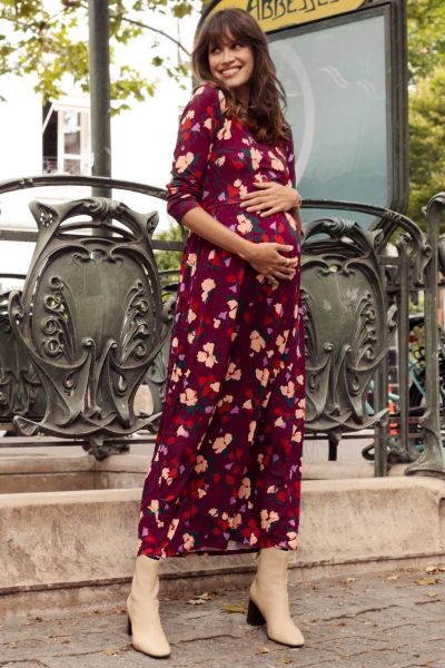 Maxi Umstands- und Stillkleid mit Blumenprint