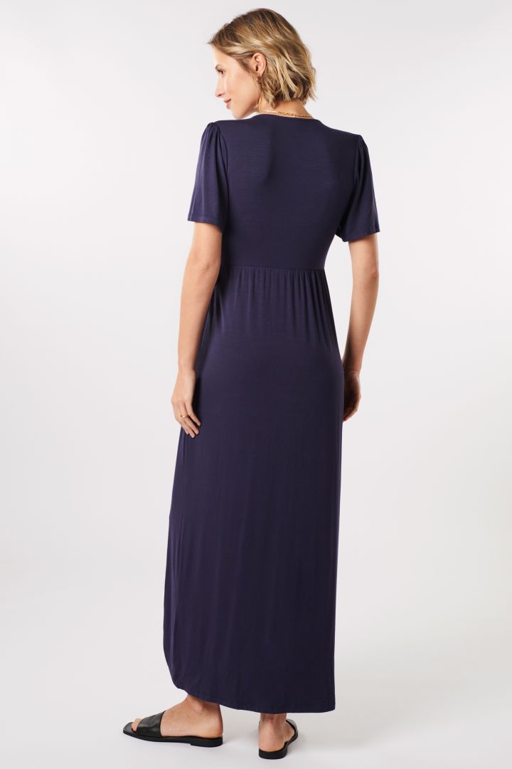 Midi Umstands- und Stillkleid in Wickeloptik navy