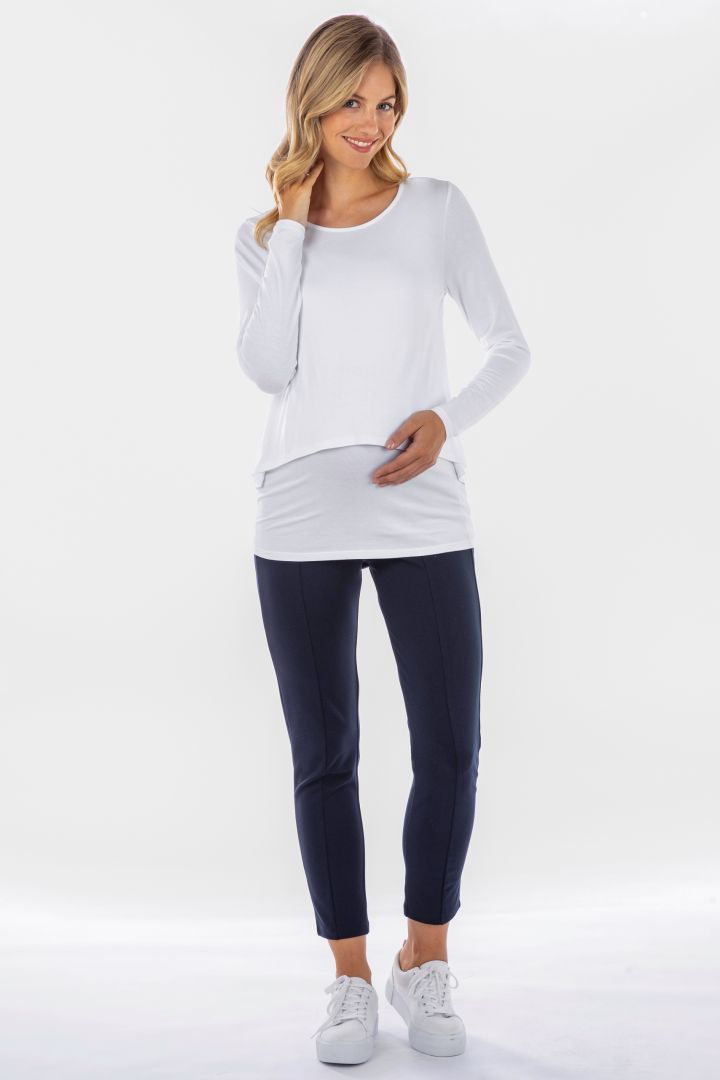 Cropped Over Belly Maternity Pants navy