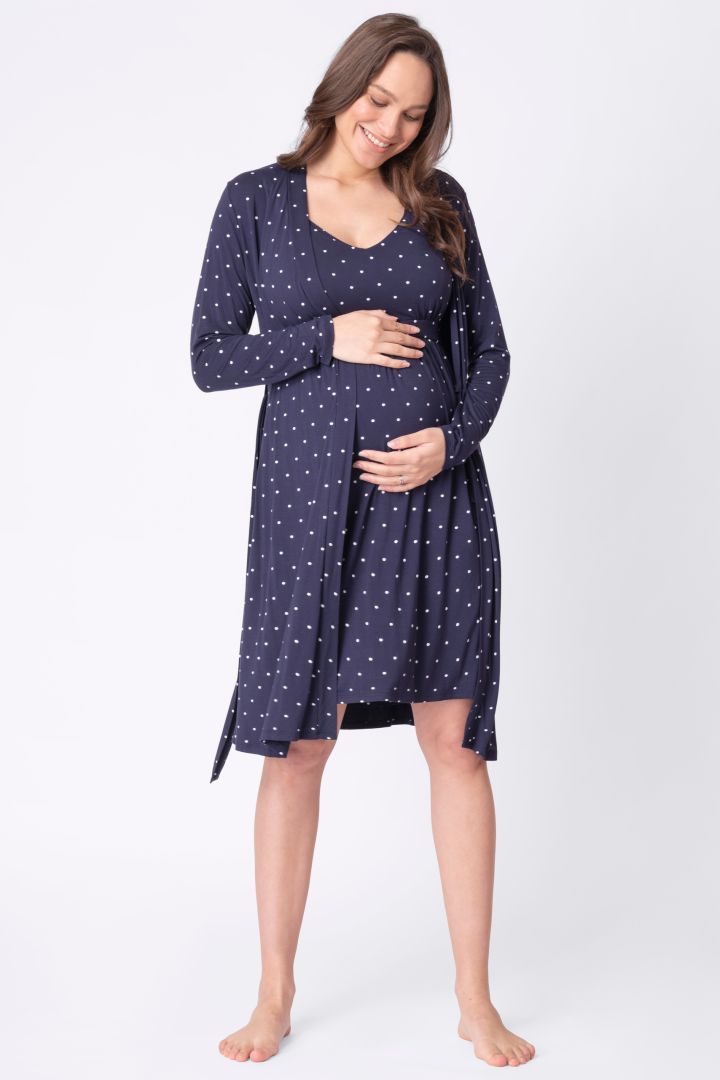 Set Umstands- und Stillnachthemd mit Morgenmantel