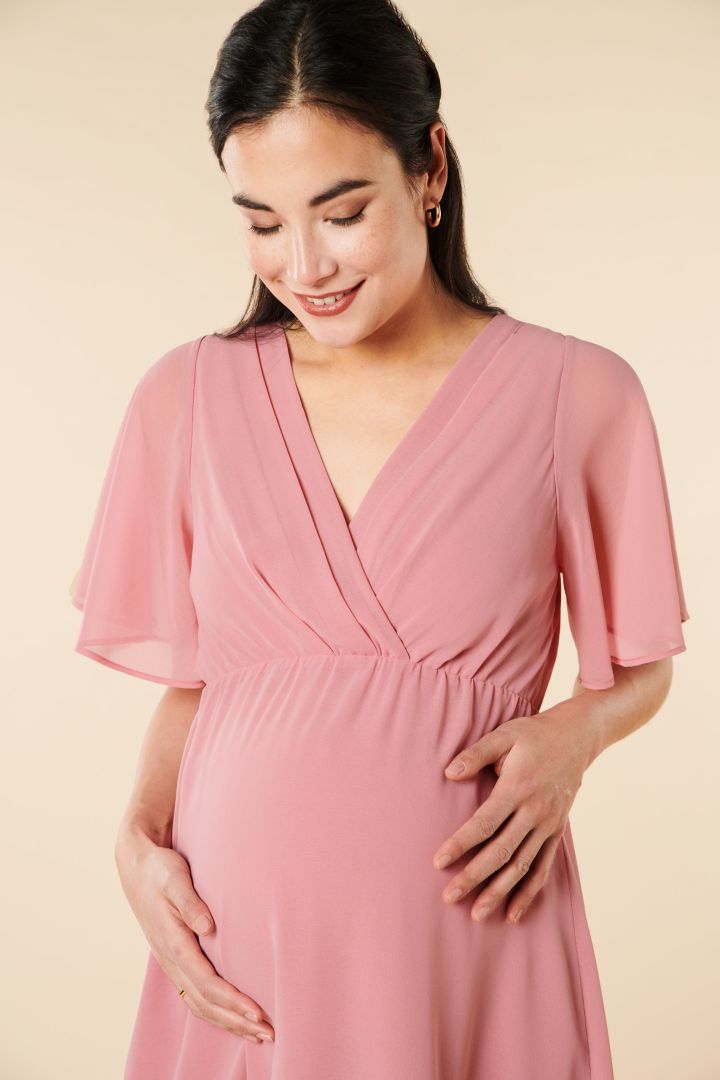 Festliches Umstandskleid mit Flügelärmeln