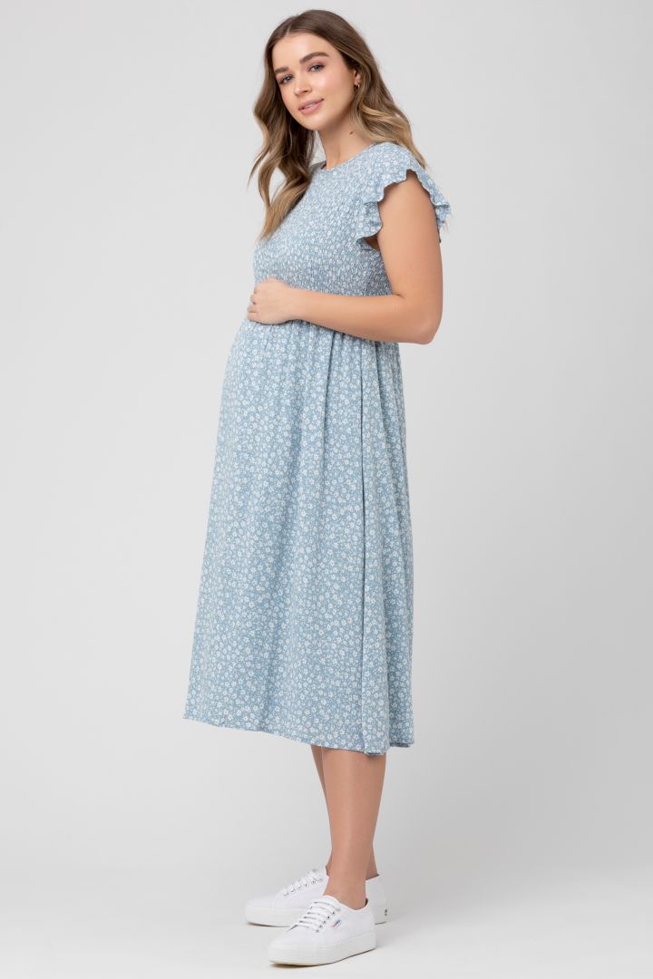 Midi Umstandskleid mit Flügelärmeln