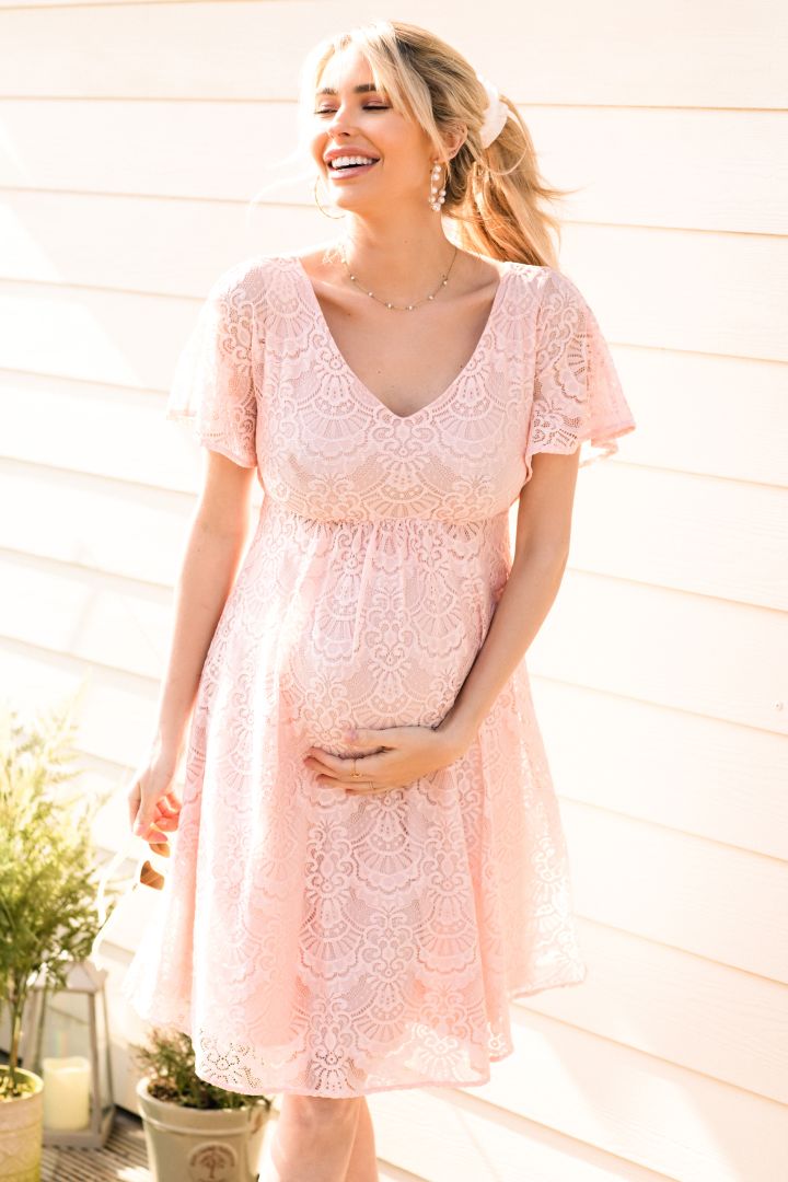 Umstandskleid mit Kimonoärmeln rosa