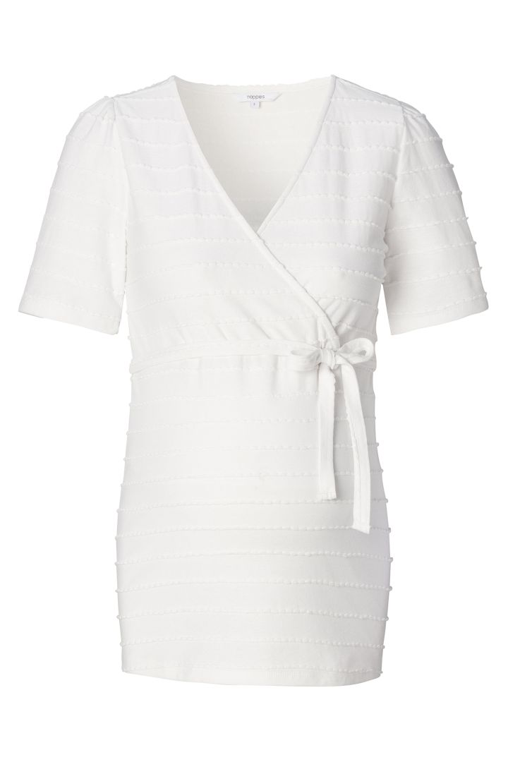 Umstands- und Stillshirt mit Bindegürtel weiß