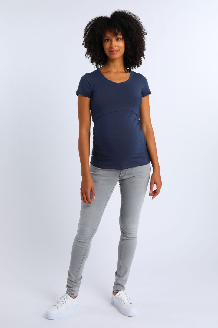 Umstands- und Stillshirt aus Bio-Baumwolle kurzarm navy