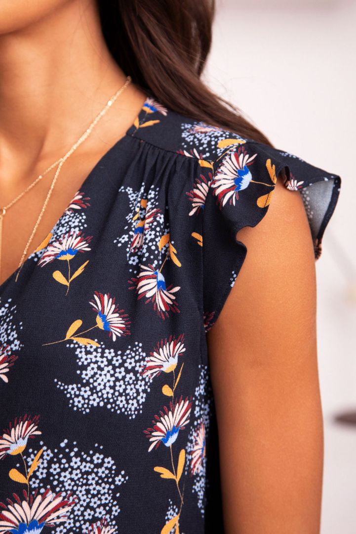 Maternity Blouse with Floral Print navy