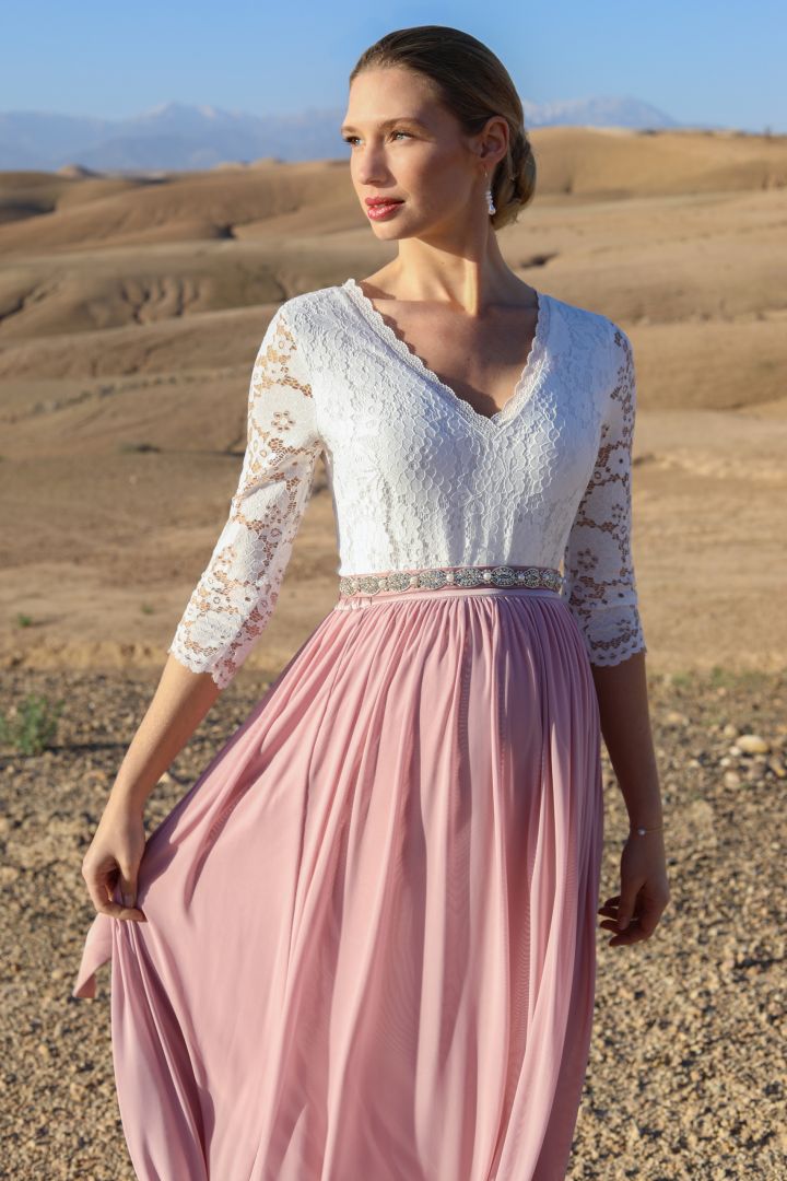 Maxi Umstandsbrautrock aus Tüll rose