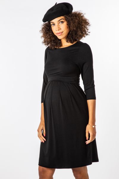 Ecovero Rundhals Umstands- und Stillkleid schwarz
