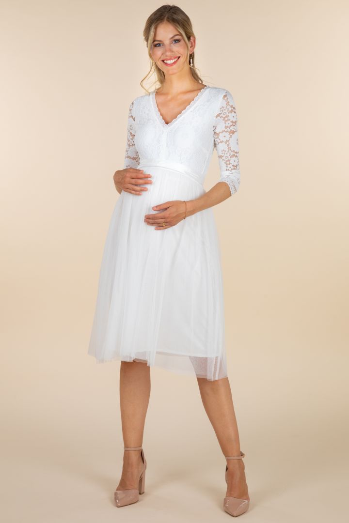 Midi Umstandsbrautrock aus Tüll elfenbein