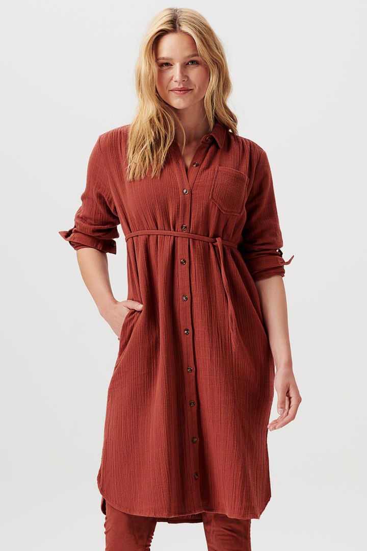 Musselin Umstands- und Still-Hemdblusenkleid terracotta