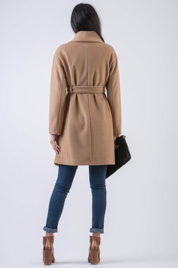 Maternity Coat with Shawl Collar camel