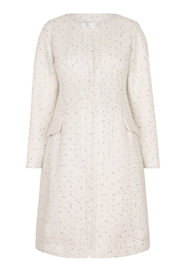 Bouclé Umstandsmantel weiß