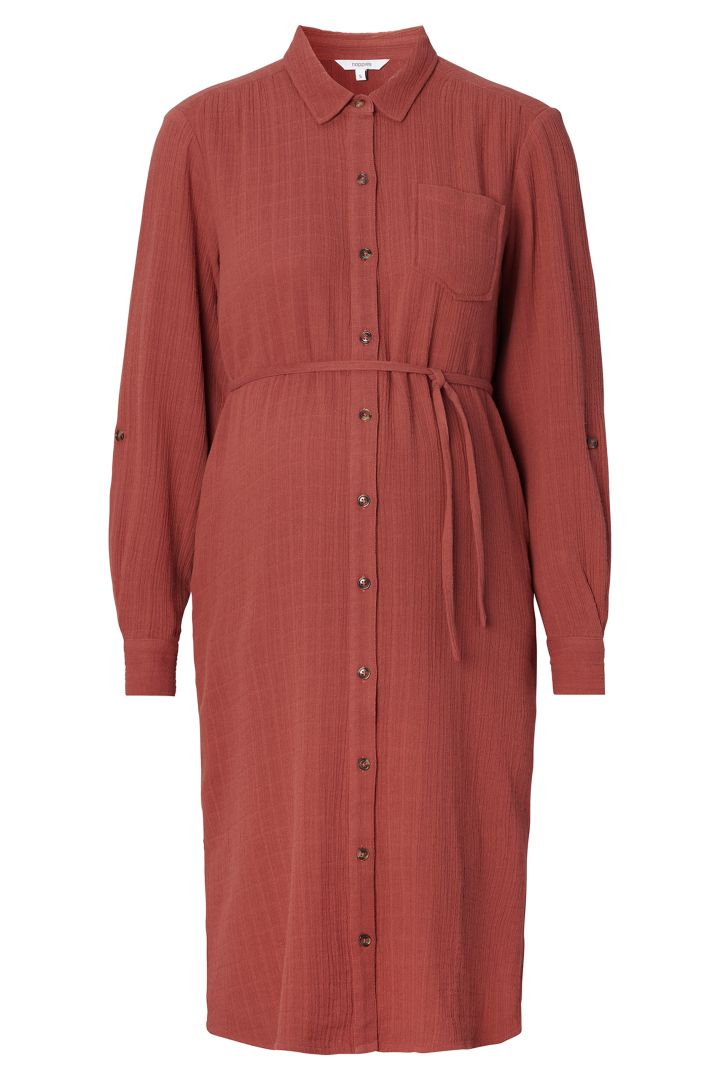 Musselin Umstands- und Still-Hemdblusenkleid terracotta