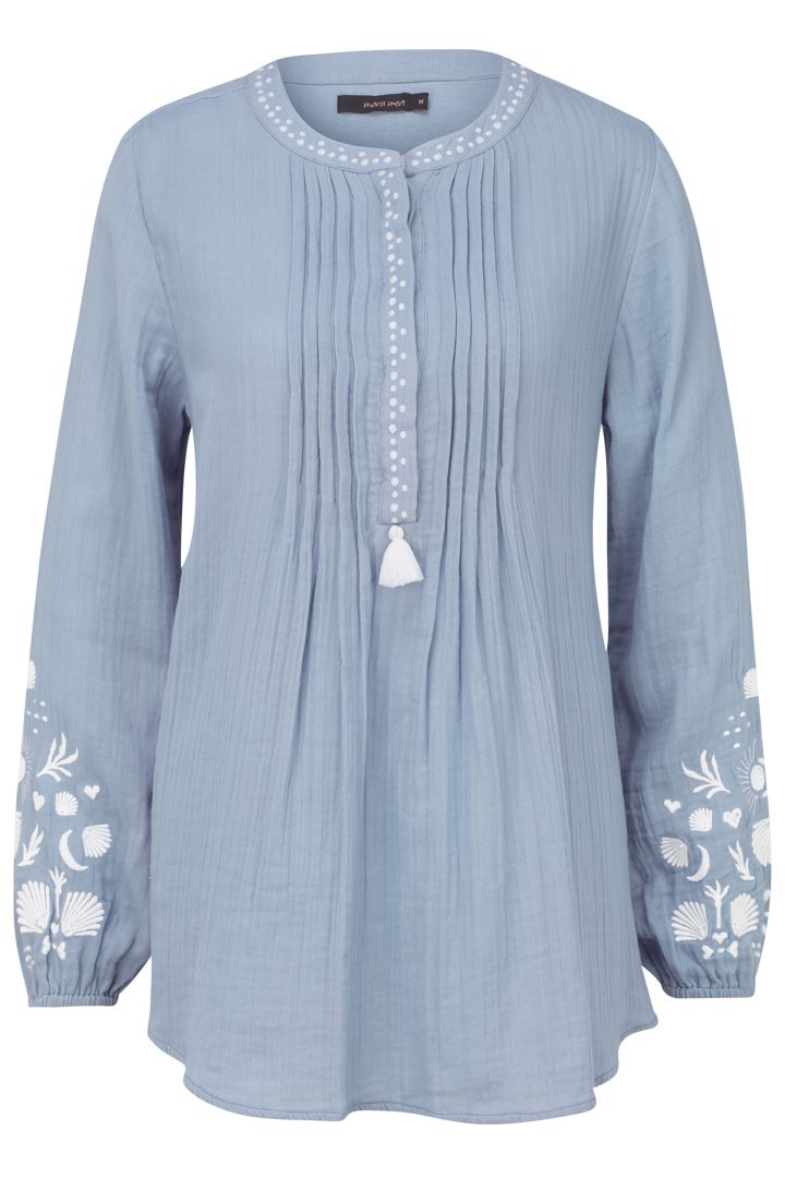 Umstands- und Stilltunika mit Biesen blau