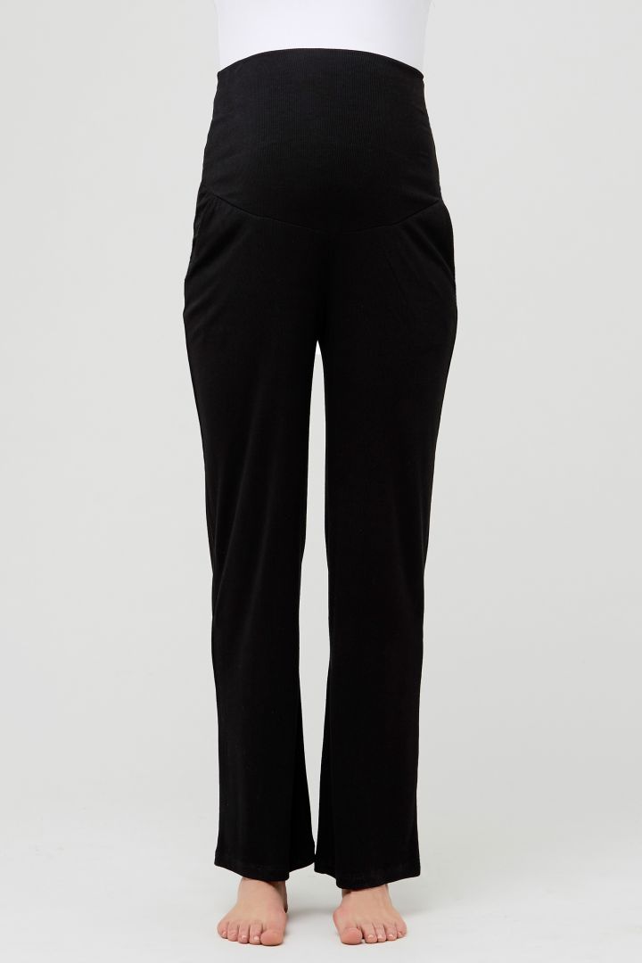 Ripp Lounge und Pyjama Umstandshose schwarz