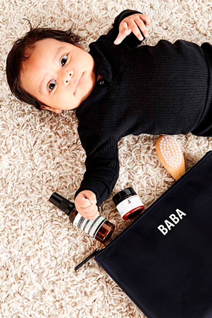 Baby Wickelclutch aus recyceltem Nylon schwarz