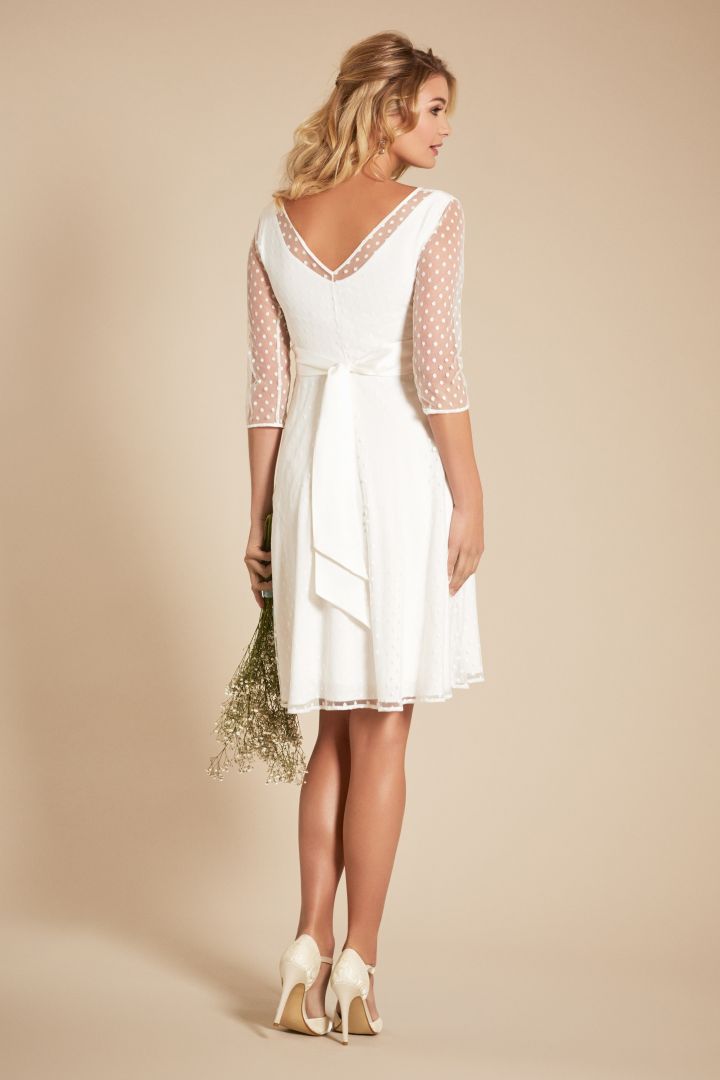 Umstandsbrautkleid mit Pünktchen kurz