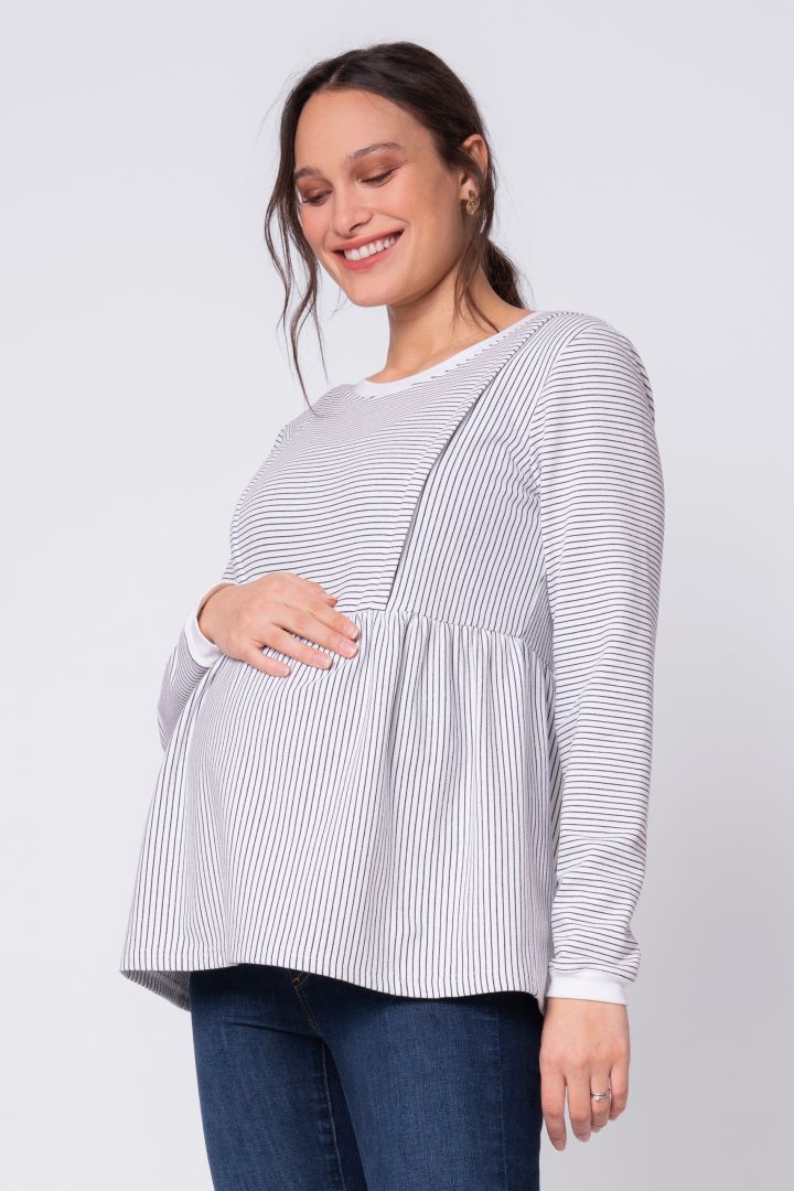 Maternity and Nursing Tunic with Stripes