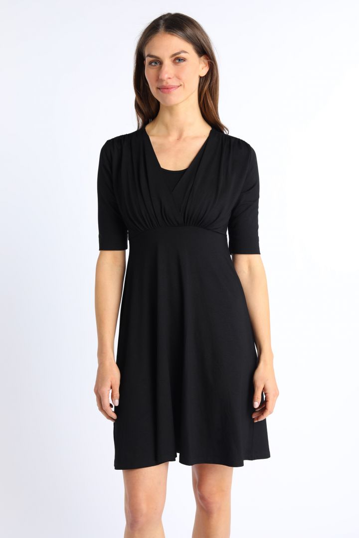 Ecovero Umstands- und Stillkleid mit Post Partum Shaping Top schwarz