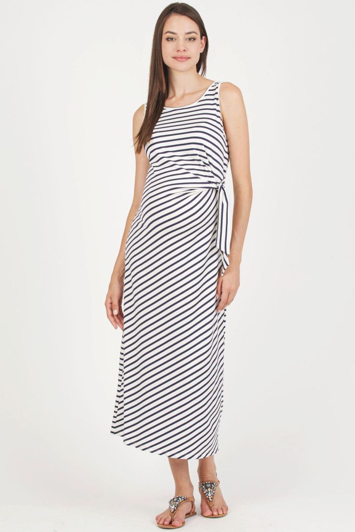 Umstandskleid mit Knoten-Detail gestreift
