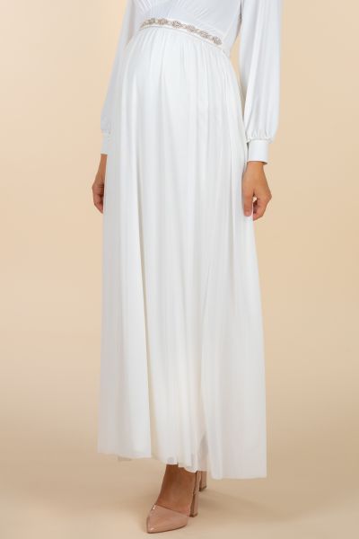 Maxi Umstandsbrautrock aus Tüll elfenbein