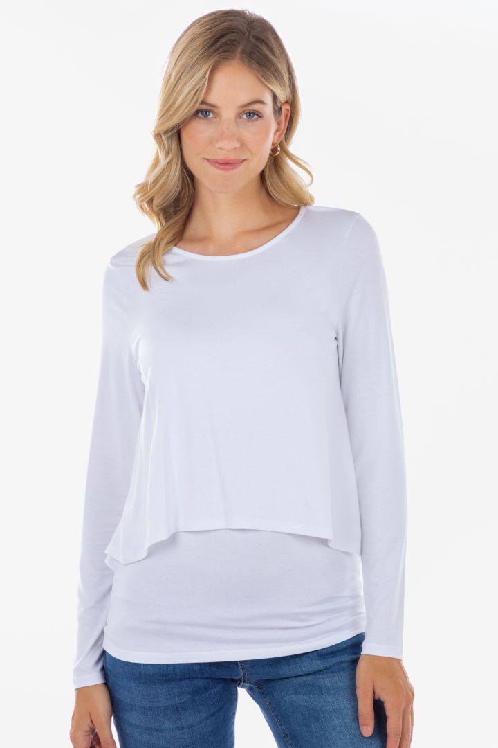 Ecovero Double Layer Maternity- and Nursing Shirt white