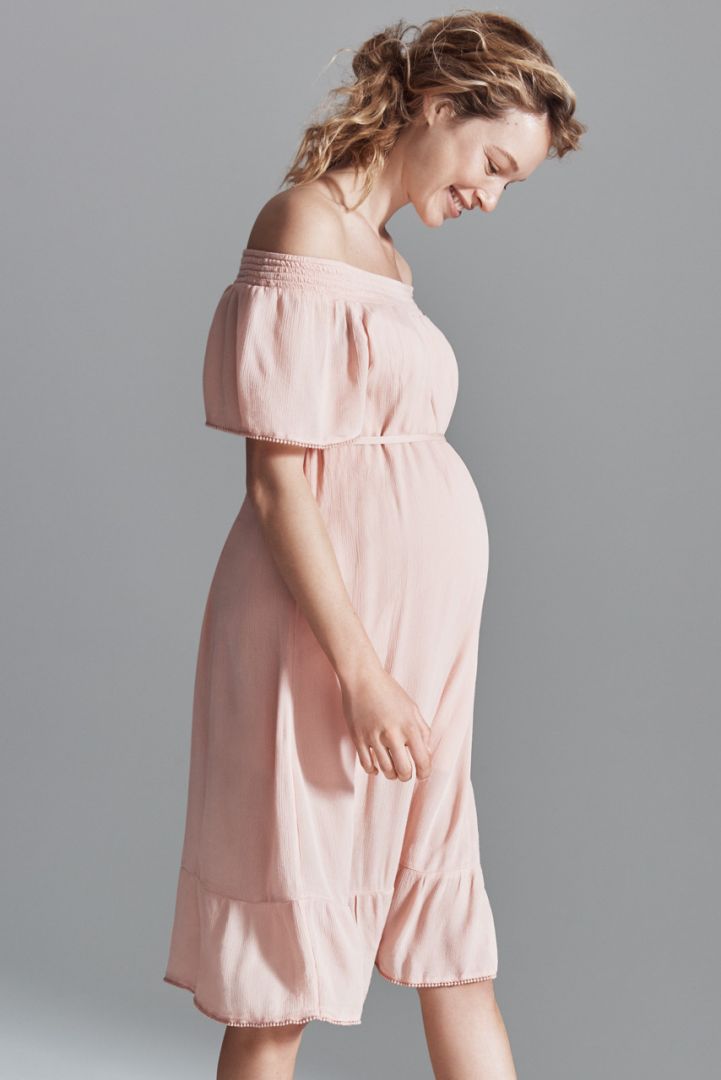 Maternity dress with flounce, pink