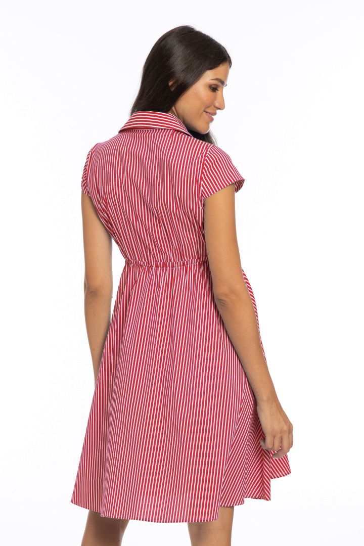 Umstands- und Still-Hemdblusenkleid gestreift rot