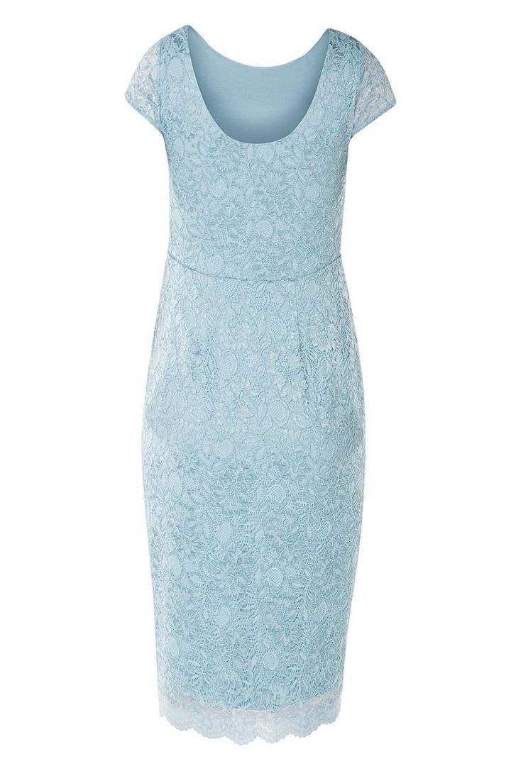Etui Umstandskleid aus Spitze eisblau