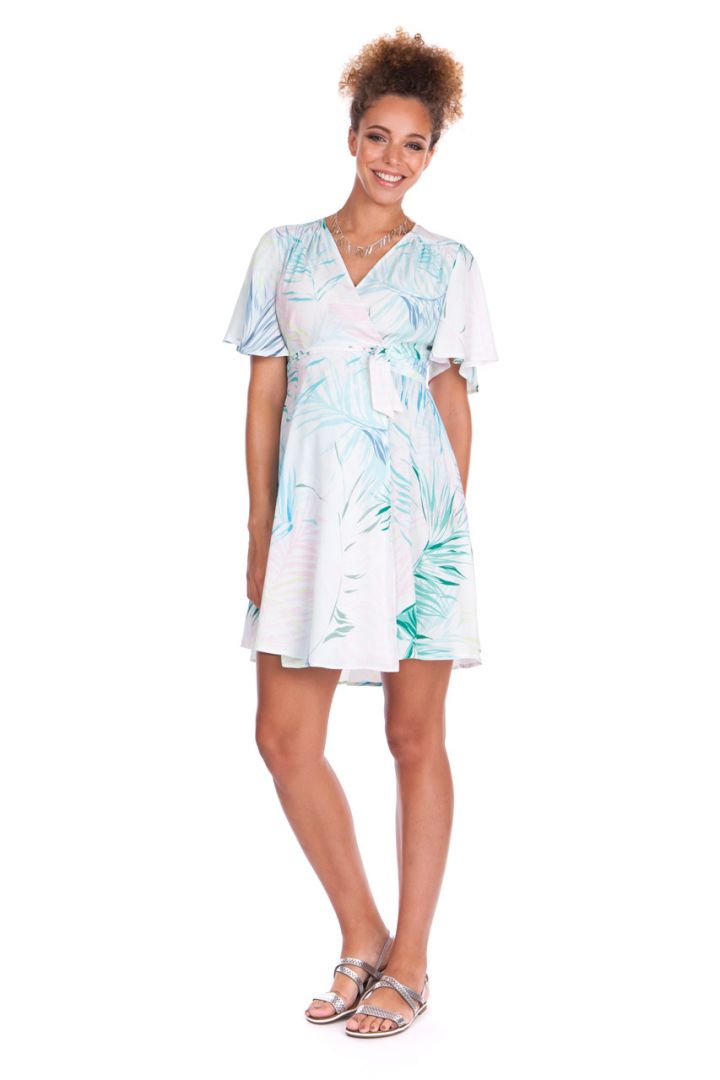 Umstandswickelkleid mit Palmen Print
