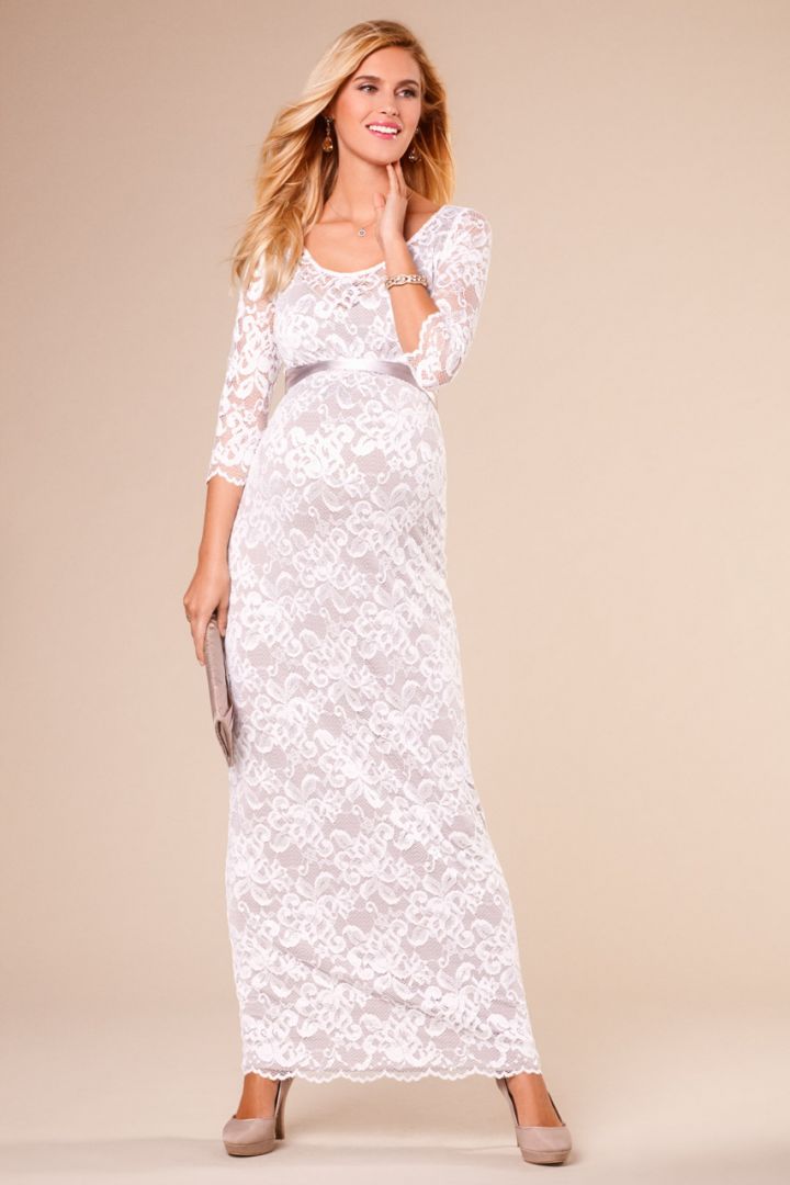 Umstandsbrautkleid aus Spitze lang