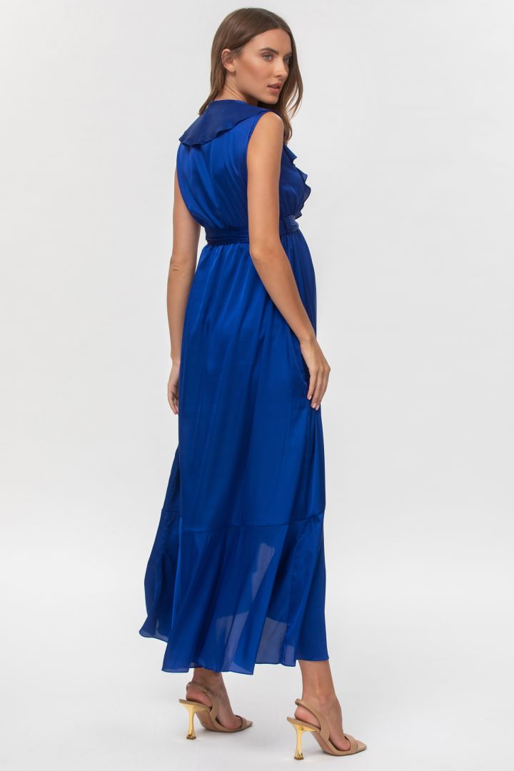 Festliches Umstands- und Stillkleid mit Volants blau