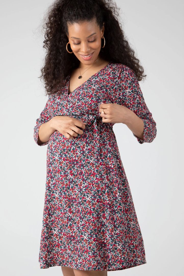 Umstands- und Stillkleid in Wickeloptik