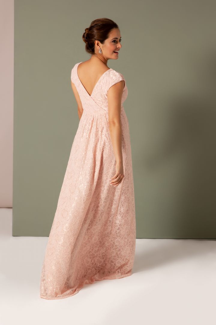 Spitzen Umstandskleid mit Cache Coeur Ausschnitt lang rosa