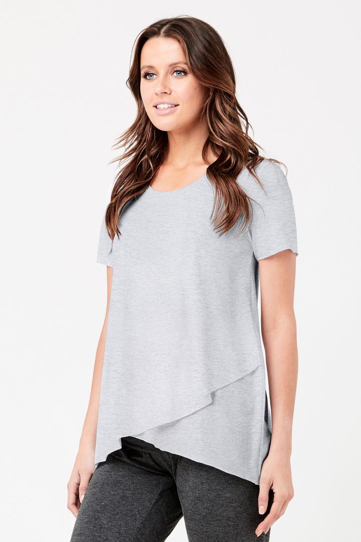 Raw Edge Umstands- und Stillshirt grau meliert