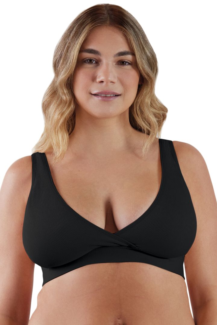 Eco Schlaf Still BH mit Rippstruktur schwarz