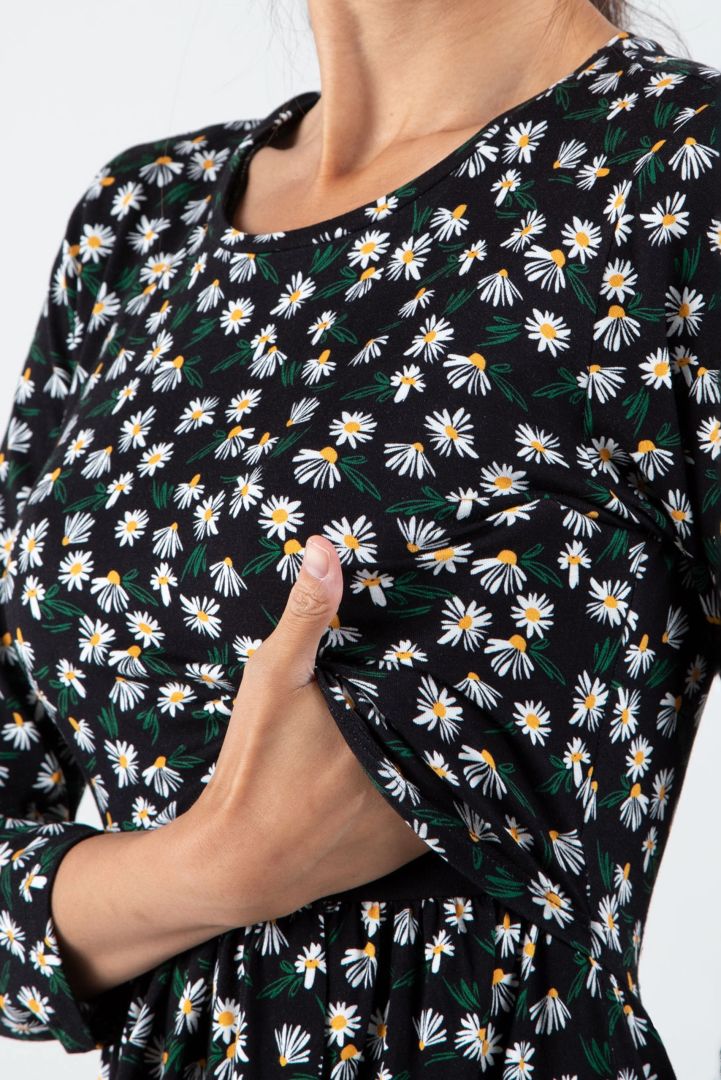 Midi Umstands- und Stillkleid mit Margeriten Print