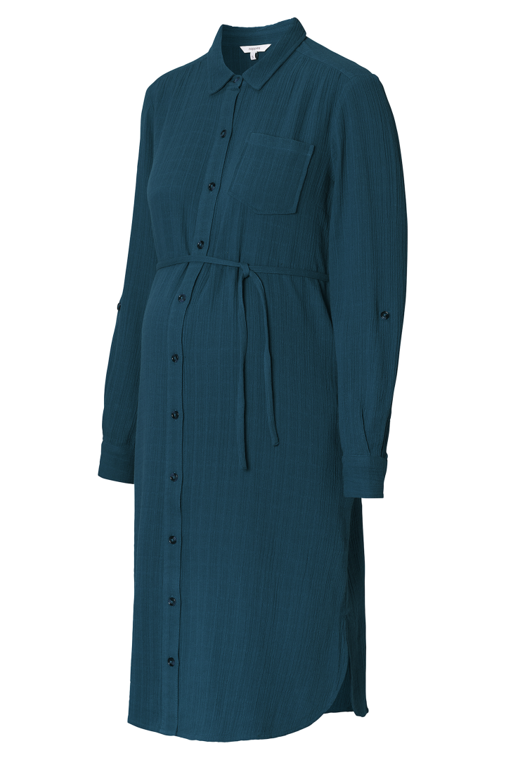 Musselin Umstands- und Still-Hemdblusenkleid petrol